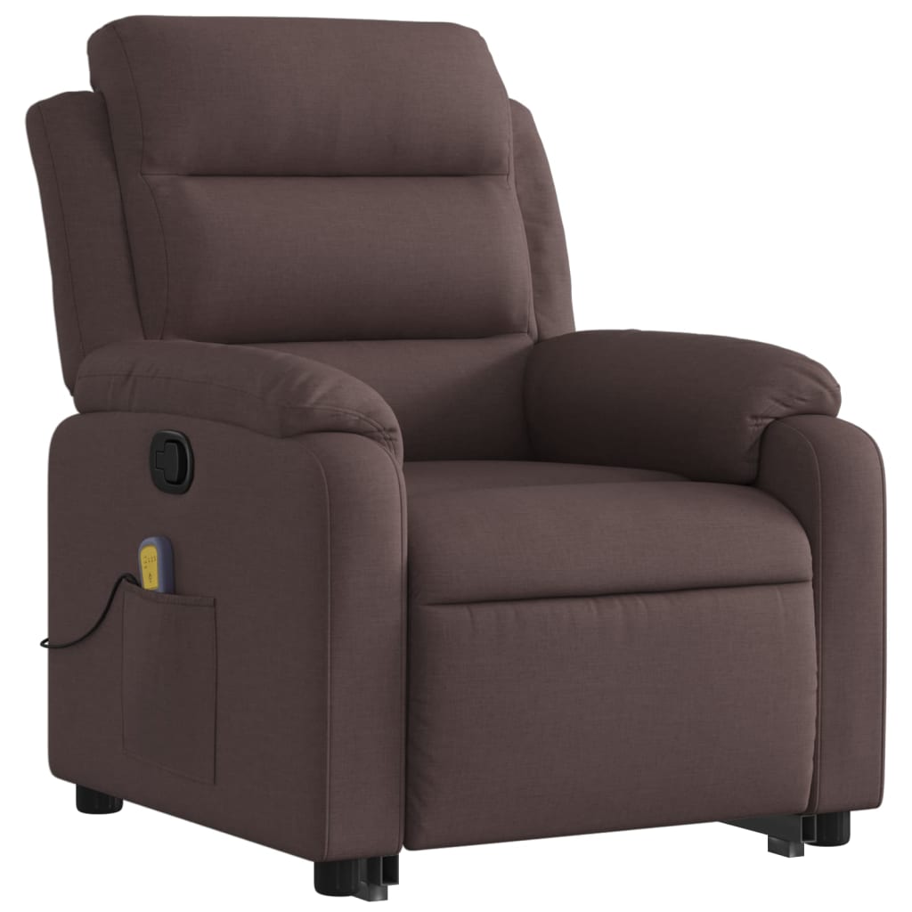 Fauteuil inclinable de massage Marron foncé Tissu Fauteuils vidaXL   