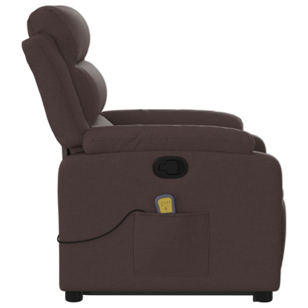 Fauteuil inclinable de massage Marron foncé Tissu Fauteuils vidaXL   