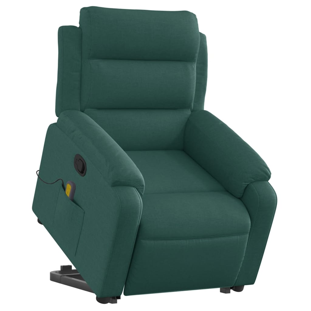 Fauteuil inclinable de massage Vert foncé Tissu Fauteuils vidaXL   