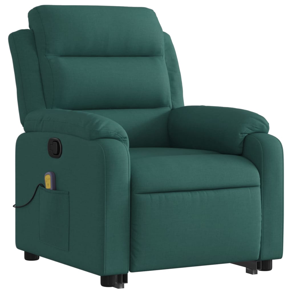 Fauteuil inclinable de massage Vert foncé Tissu Fauteuils vidaXL   