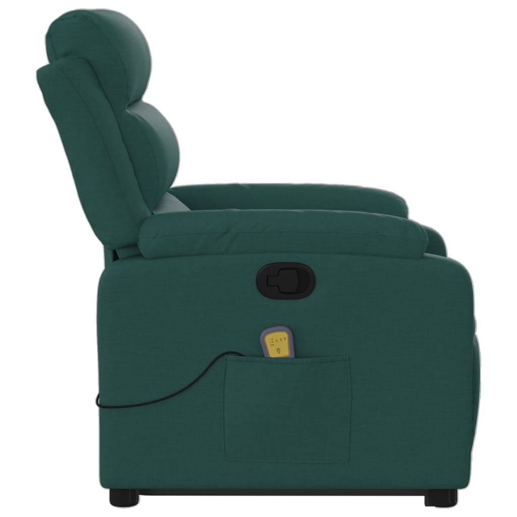 Fauteuil inclinable de massage Vert foncé Tissu Fauteuils vidaXL   