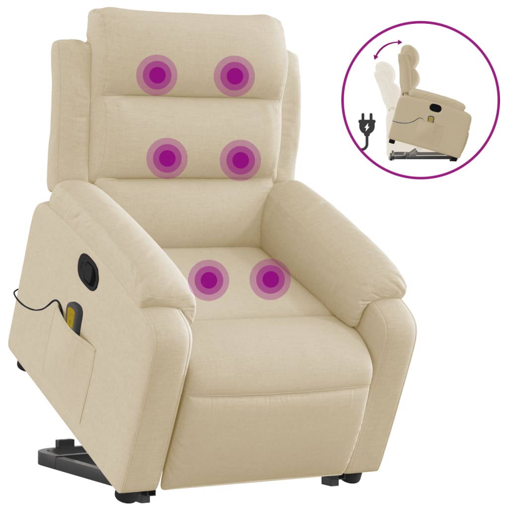 Fauteuil inclinable de massage Crème Tissu Fauteuils vidaXL   