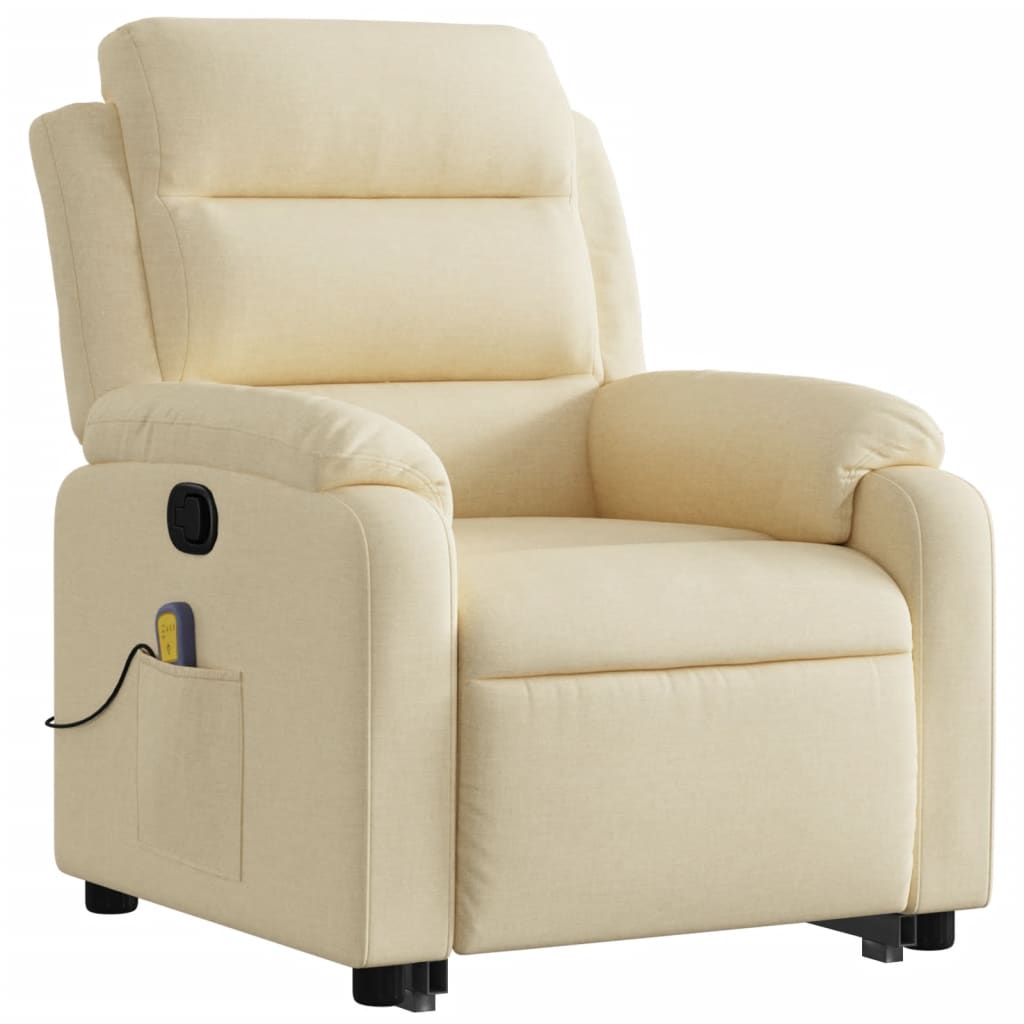 Fauteuil inclinable de massage Crème Tissu Fauteuils vidaXL   