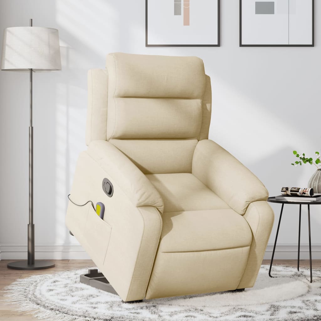 Fauteuil inclinable de massage Crème Tissu Fauteuils vidaXL   