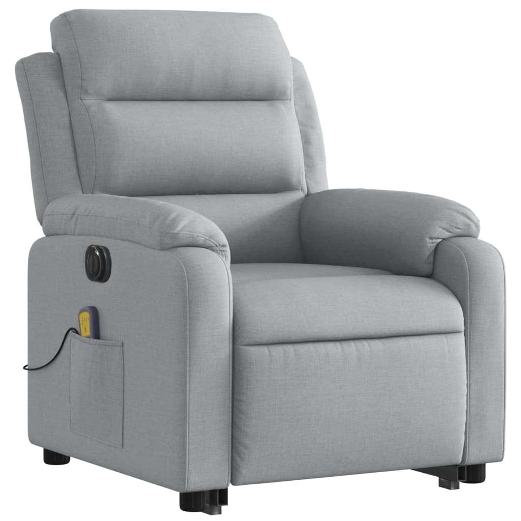 Fauteuil inclinable de massage électrique Gris clair Tissu Fauteuils vidaXL   