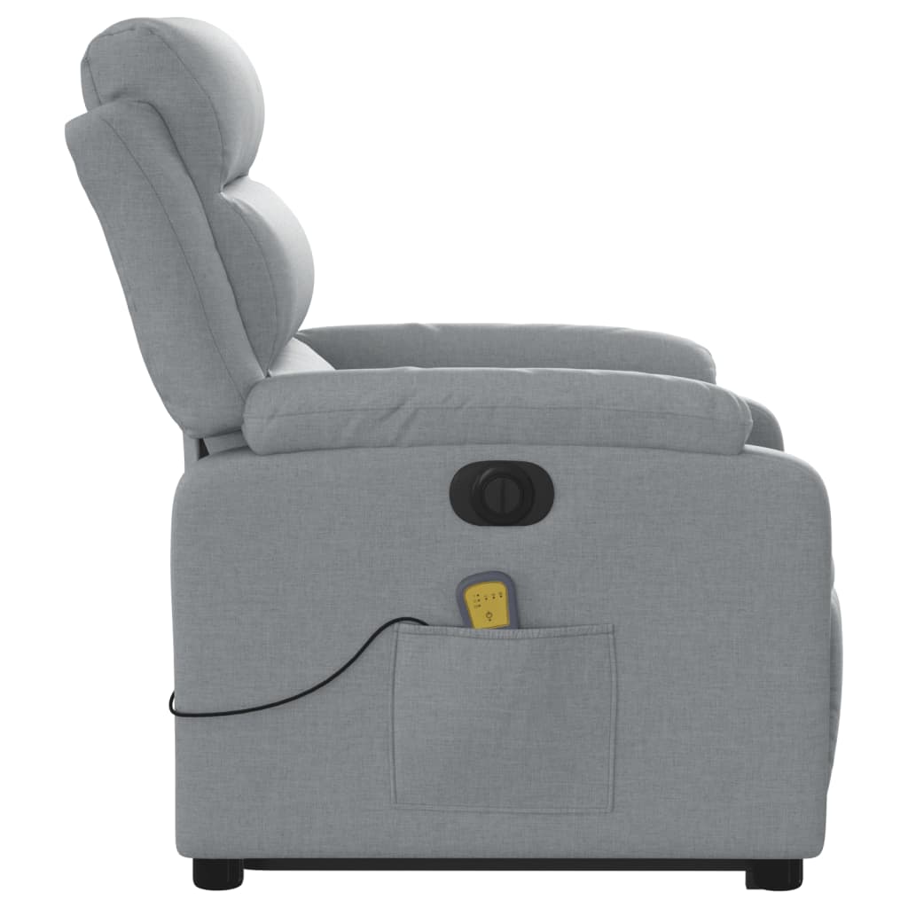 Fauteuil inclinable de massage électrique Gris clair Tissu Fauteuils vidaXL   