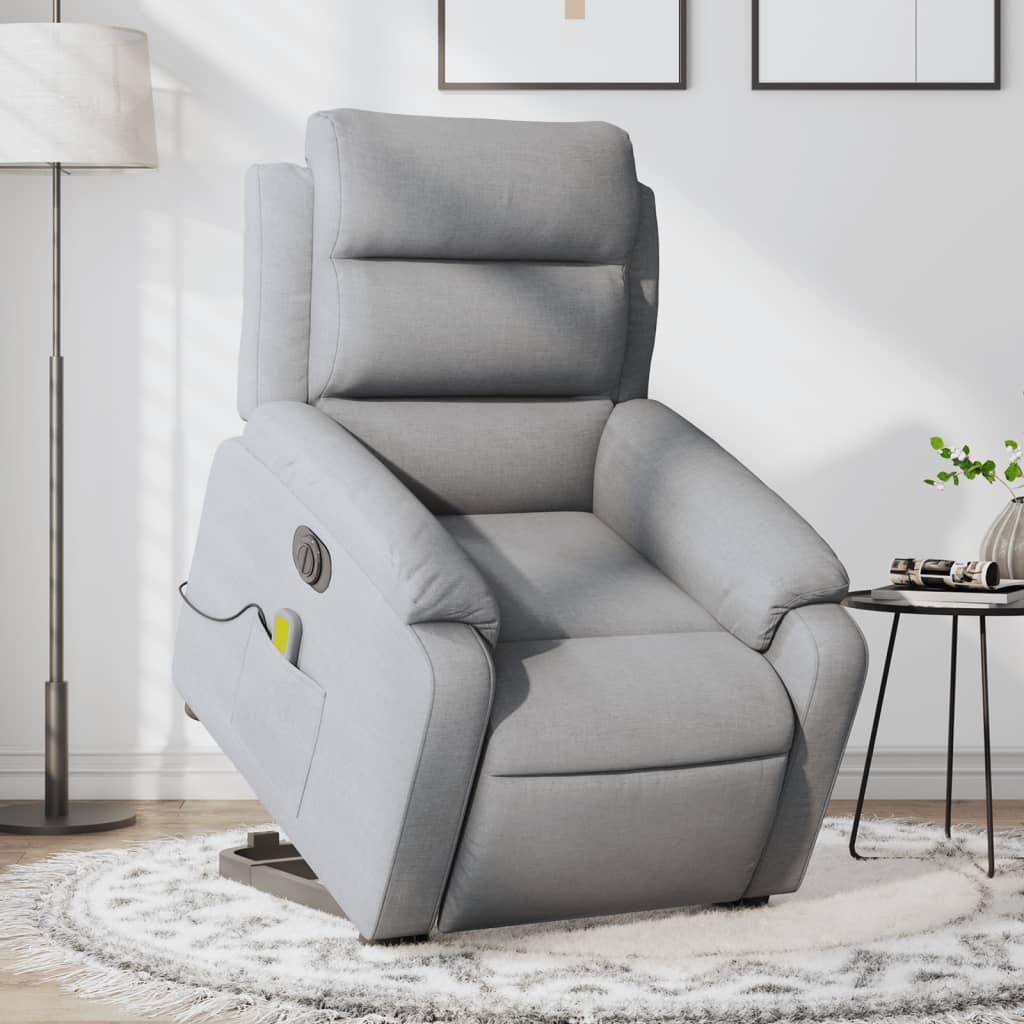 Fauteuil inclinable de massage électrique Gris clair Tissu Fauteuils vidaXL   