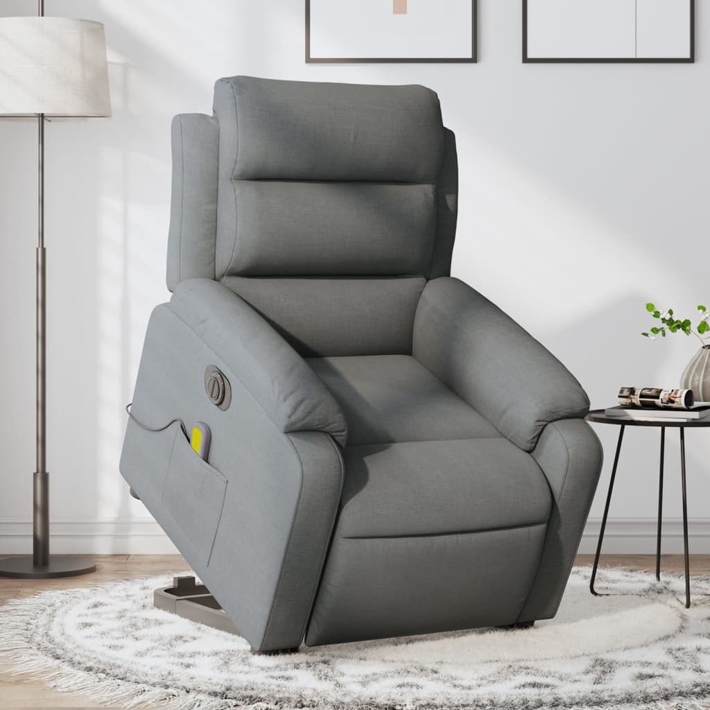 Fauteuil inclinable de massage électrique Gris foncé Tissu Fauteuils vidaXL   