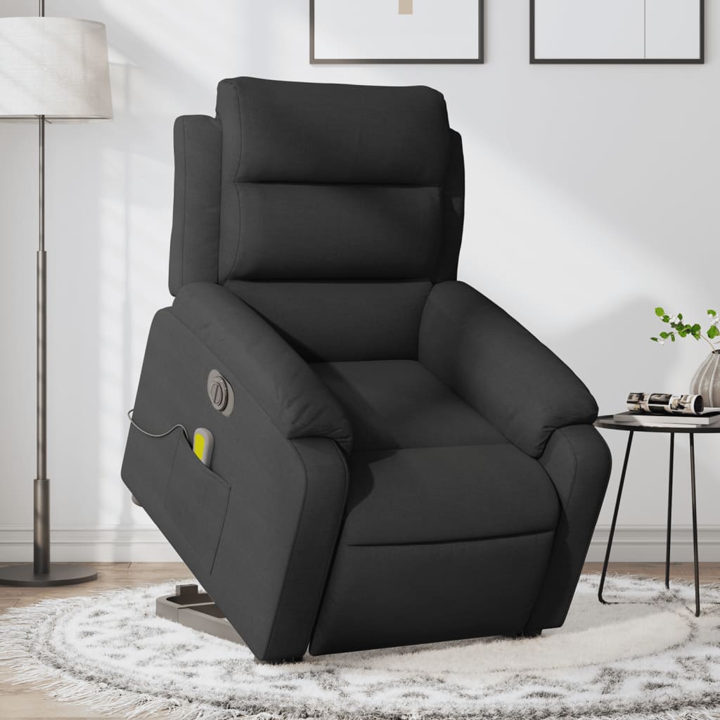 Fauteuil inclinable de massage électrique Noir Tissu Fauteuils vidaXL   