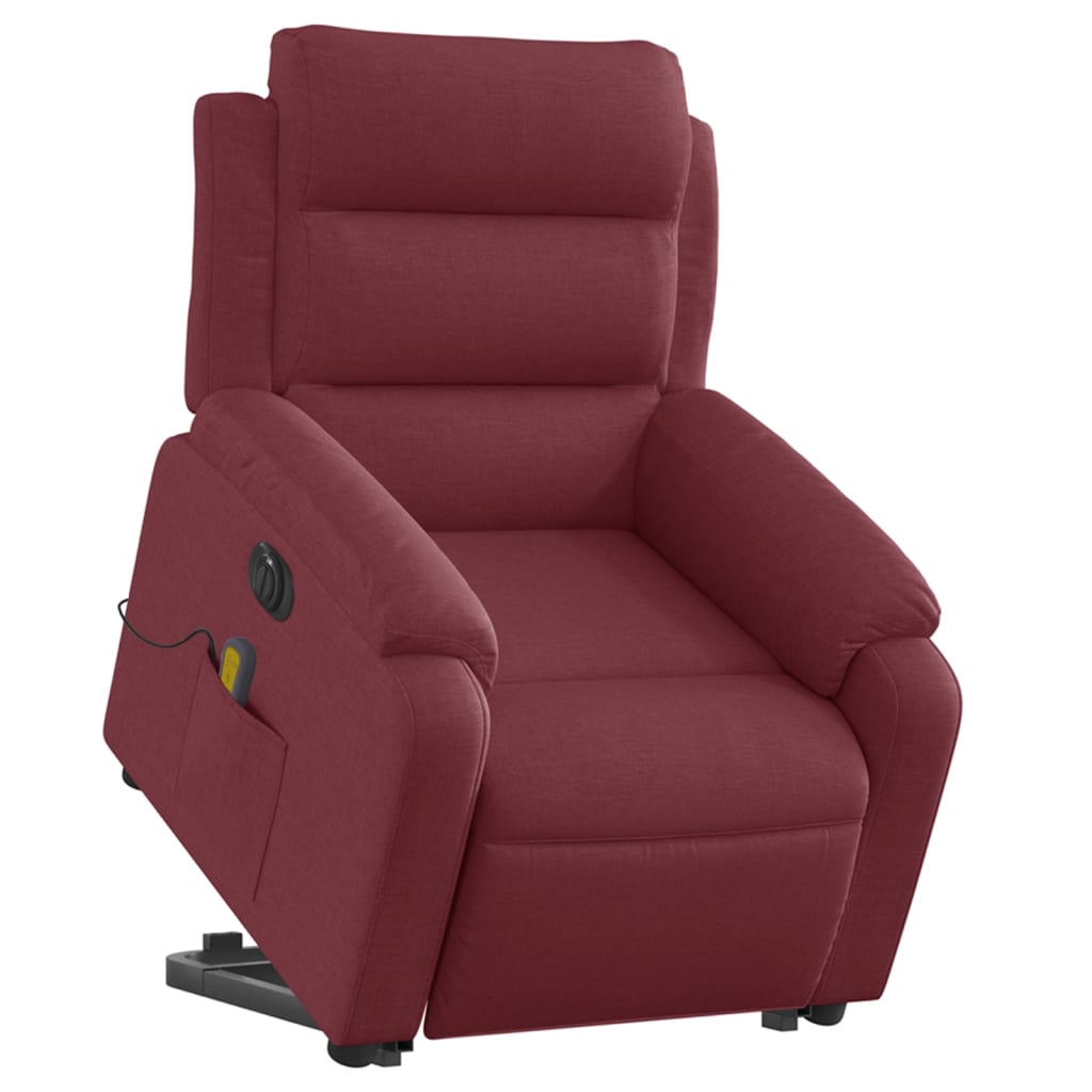 Fauteuil inclinable de massage électrique Rouge bordeaux Tissu Fauteuils vidaXL   