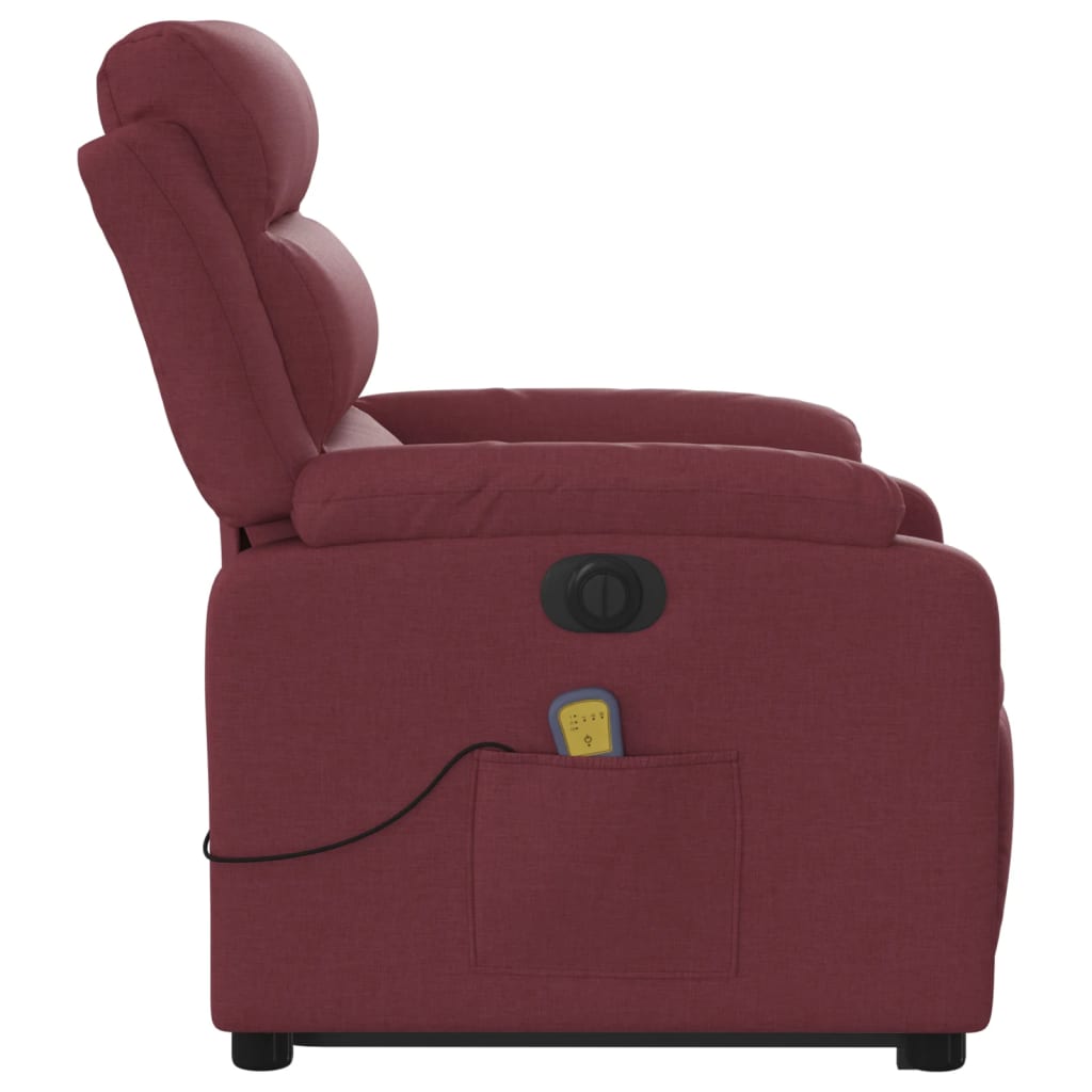 Fauteuil inclinable de massage électrique Rouge bordeaux Tissu Fauteuils vidaXL   