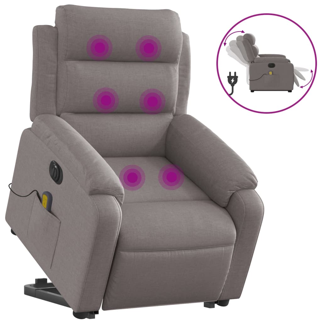 Fauteuil inclinable de massage électrique Taupe Tissu Fauteuils vidaXL   