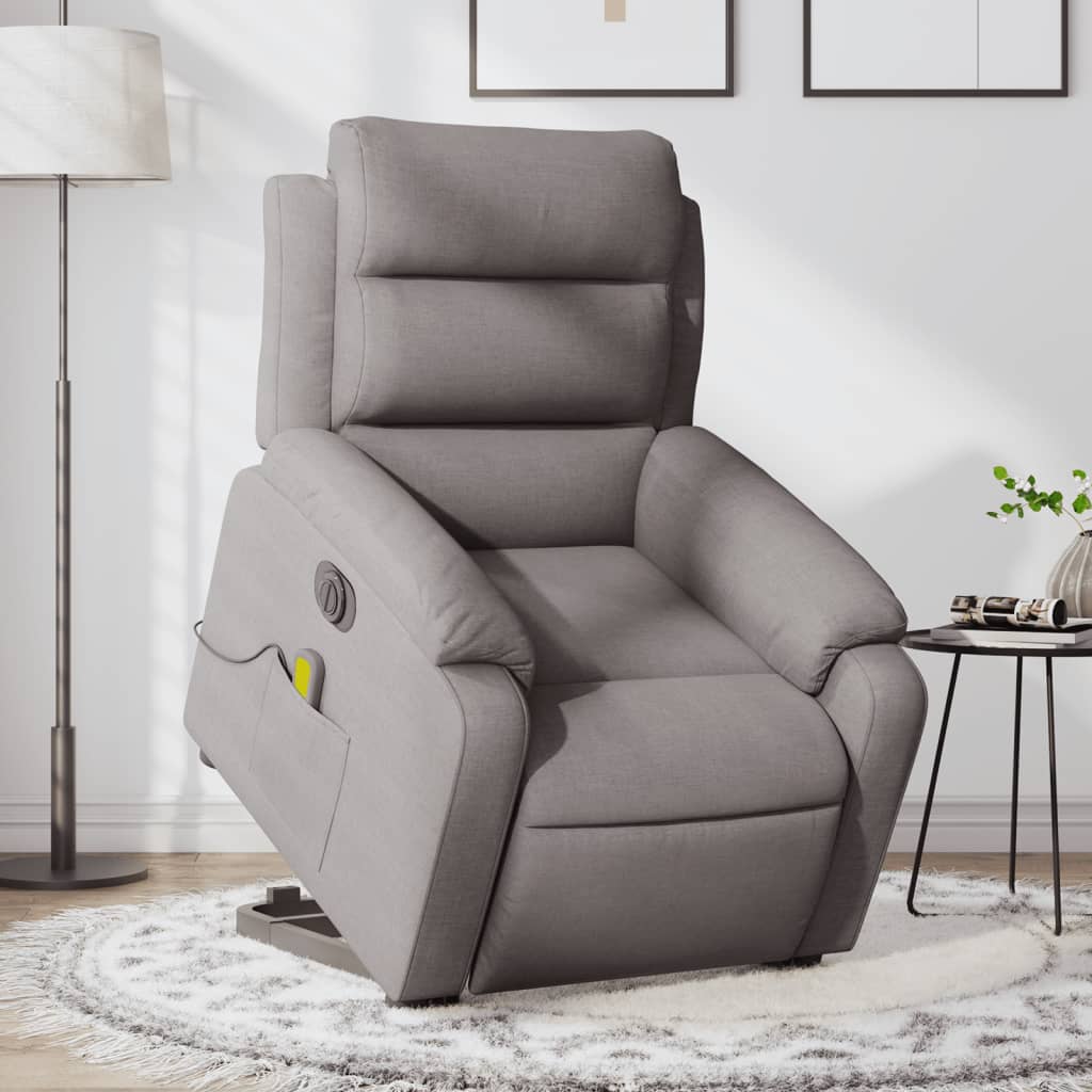 Fauteuil inclinable de massage électrique Taupe Tissu Fauteuils vidaXL   