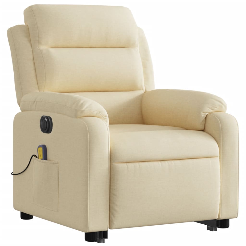 Fauteuil inclinable de massage électrique Crème Tissu Fauteuils vidaXL   