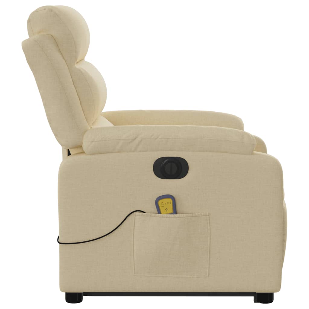 Fauteuil inclinable de massage électrique Crème Tissu Fauteuils vidaXL   