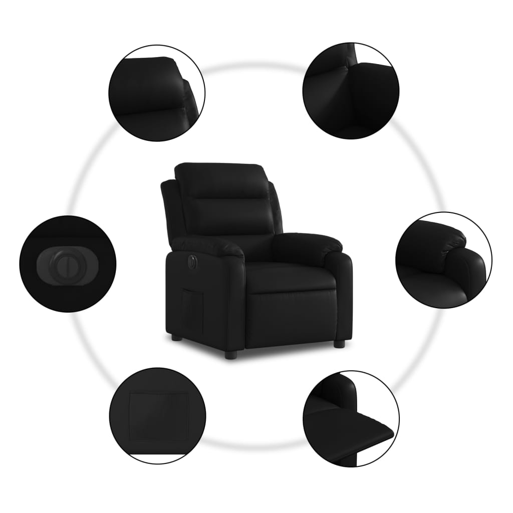 Fauteuil inclinable électrique Noir Similicuir Fauteuils vidaXL   