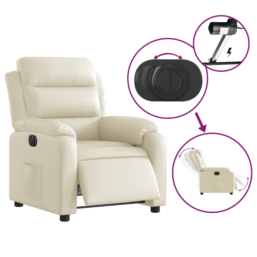 Fauteuil inclinable électrique Crème Similicuir Fauteuils vidaXL   