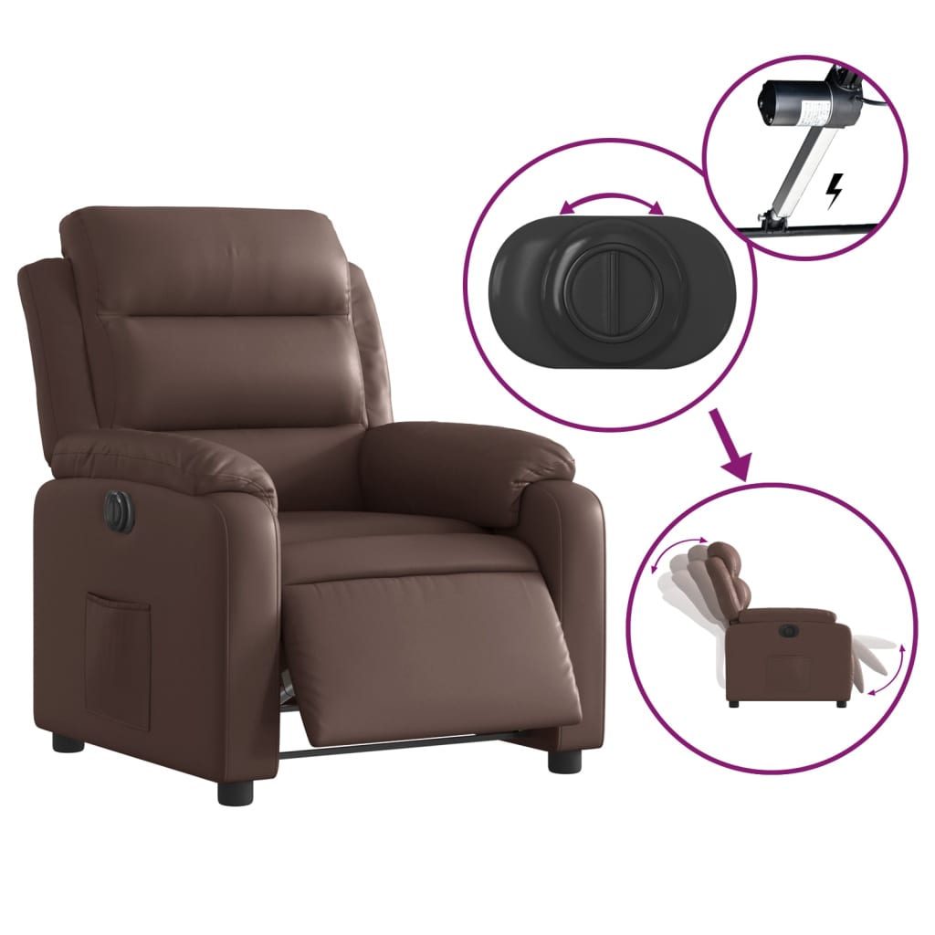 Fauteuil inclinable électrique Marron Similicuir - Xios Store SNC