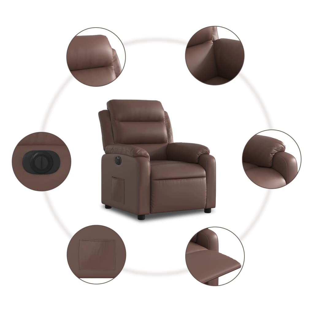 Fauteuil inclinable électrique Marron Similicuir - Xios Store SNC