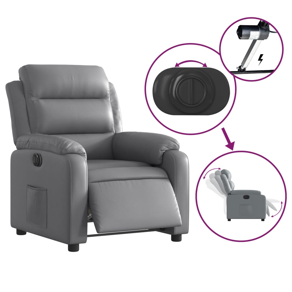 Fauteuil inclinable électrique Gris Similicuir Fauteuils vidaXL   