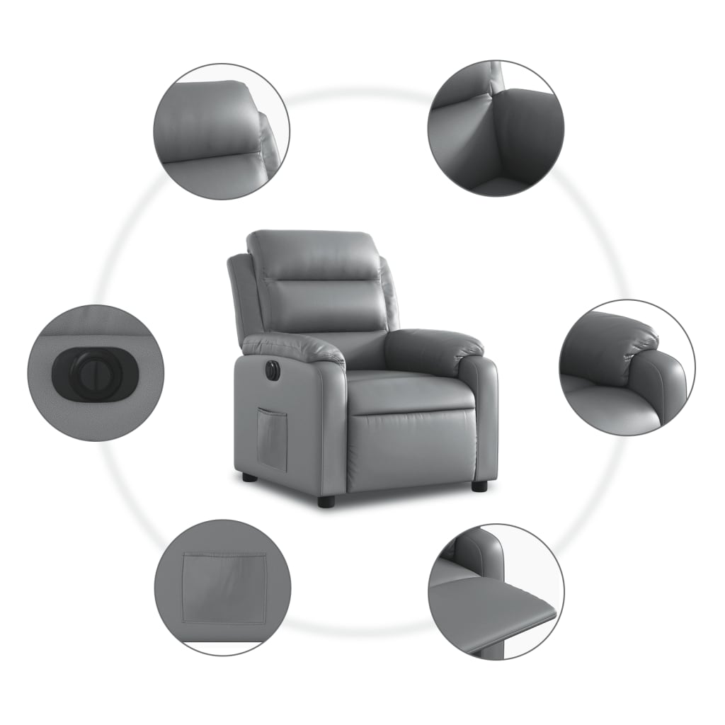 Fauteuil inclinable électrique Gris Similicuir Fauteuils vidaXL   