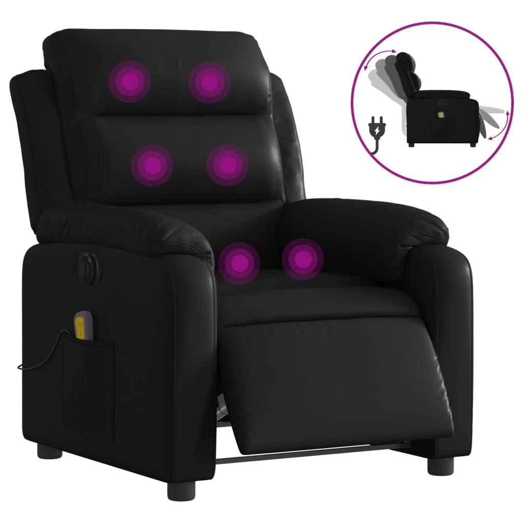 Fauteuil de massage inclinable électrique noir similicuir Fauteuils vidaXL   