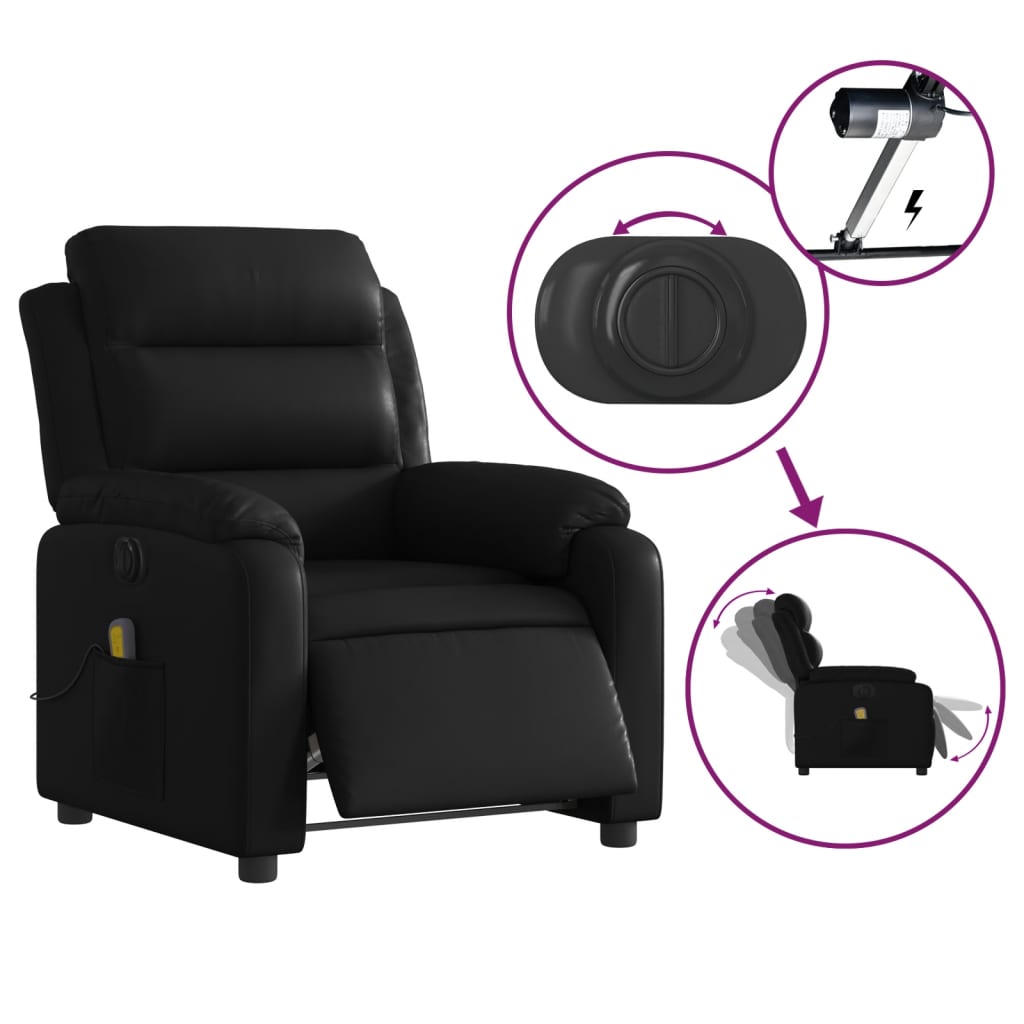 Fauteuil de massage inclinable électrique noir similicuir Fauteuils vidaXL   