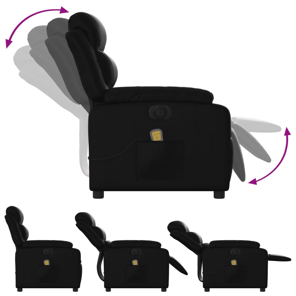 Fauteuil de massage inclinable électrique noir similicuir Fauteuils vidaXL   