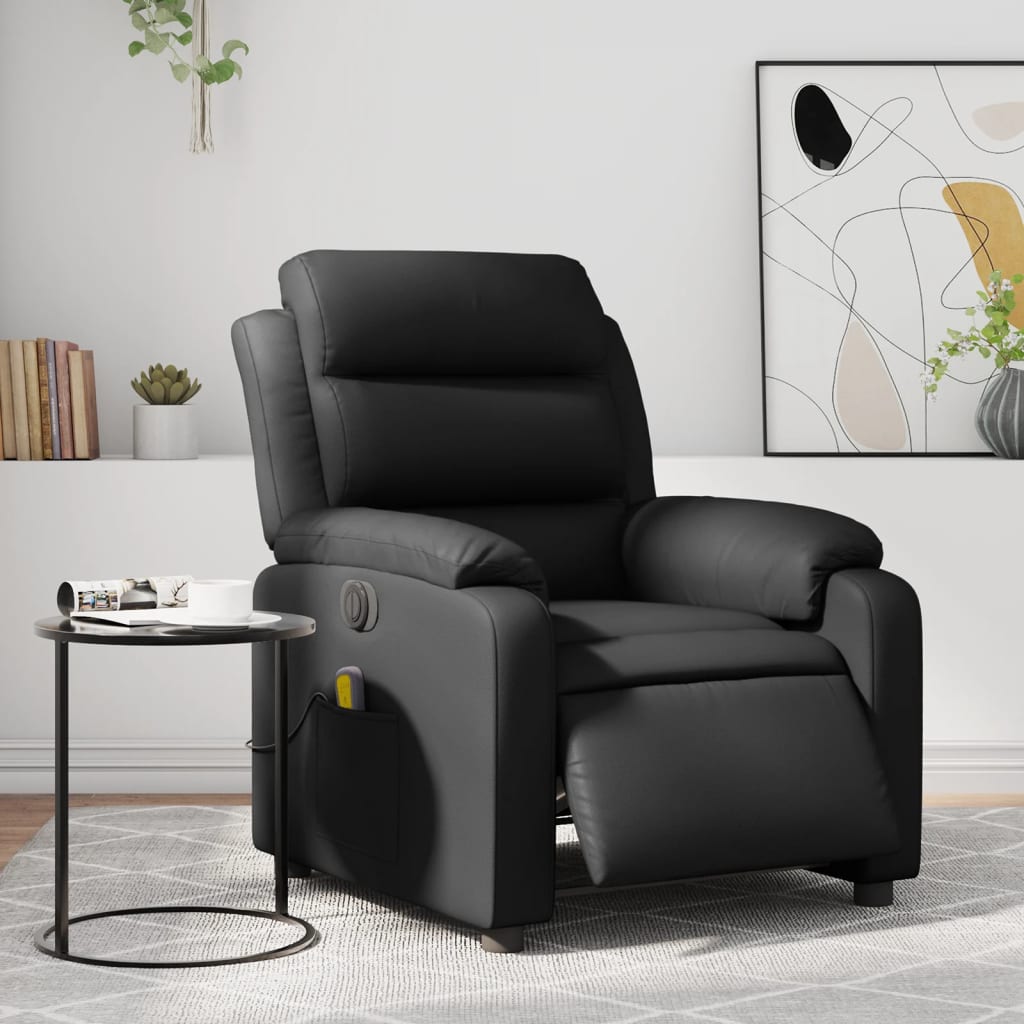 Fauteuil de massage inclinable électrique noir similicuir Fauteuils vidaXL   