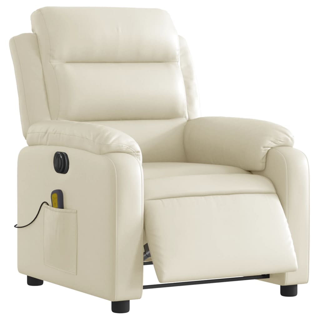 Fauteuil de massage inclinable électrique crème similicuir Fauteuils vidaXL   