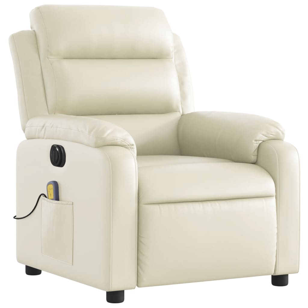 Fauteuil de massage inclinable électrique crème similicuir Fauteuils vidaXL   