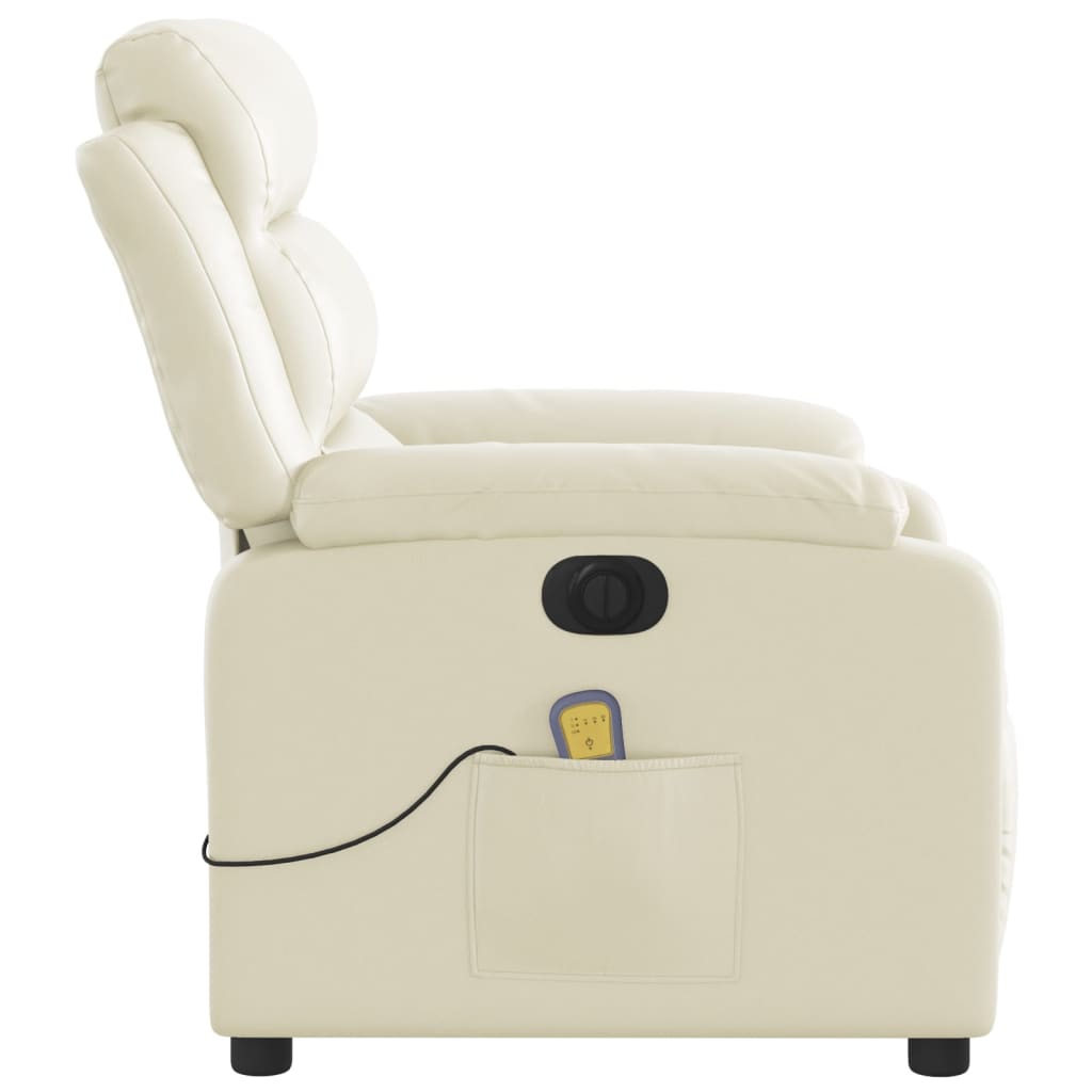 Fauteuil de massage inclinable électrique crème similicuir Fauteuils vidaXL   