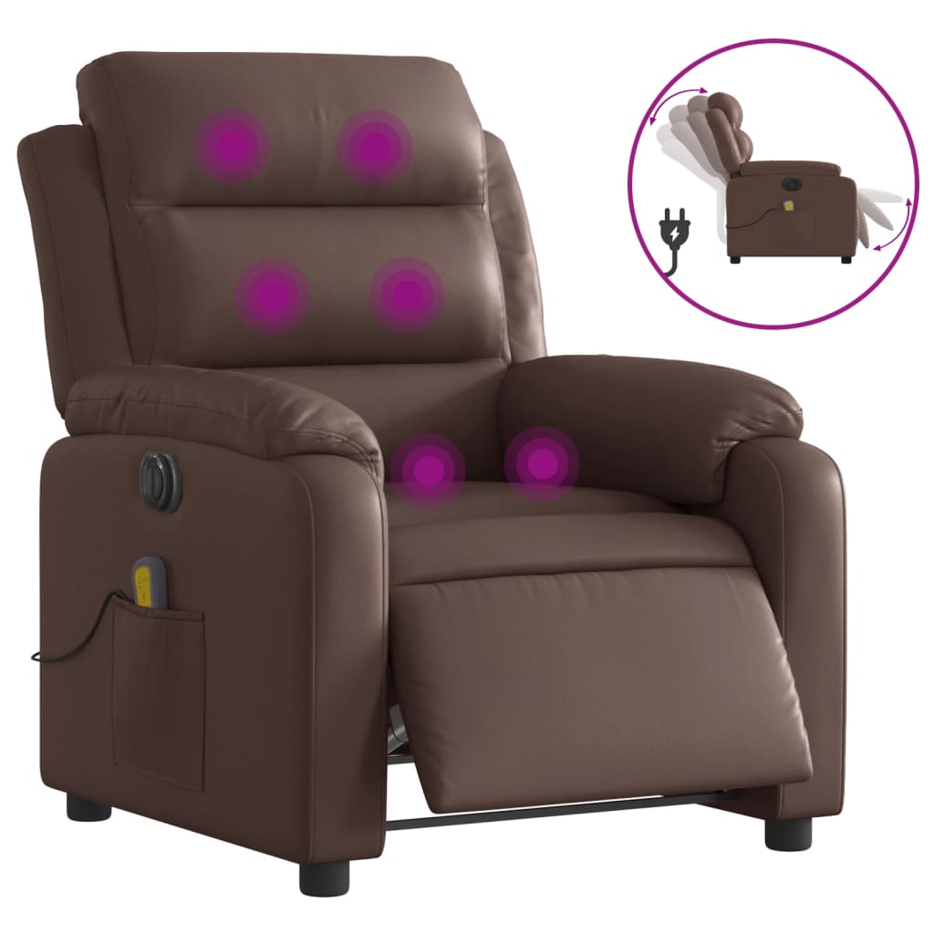 Fauteuil de massage inclinable électrique marron similicuir Fauteuils vidaXL