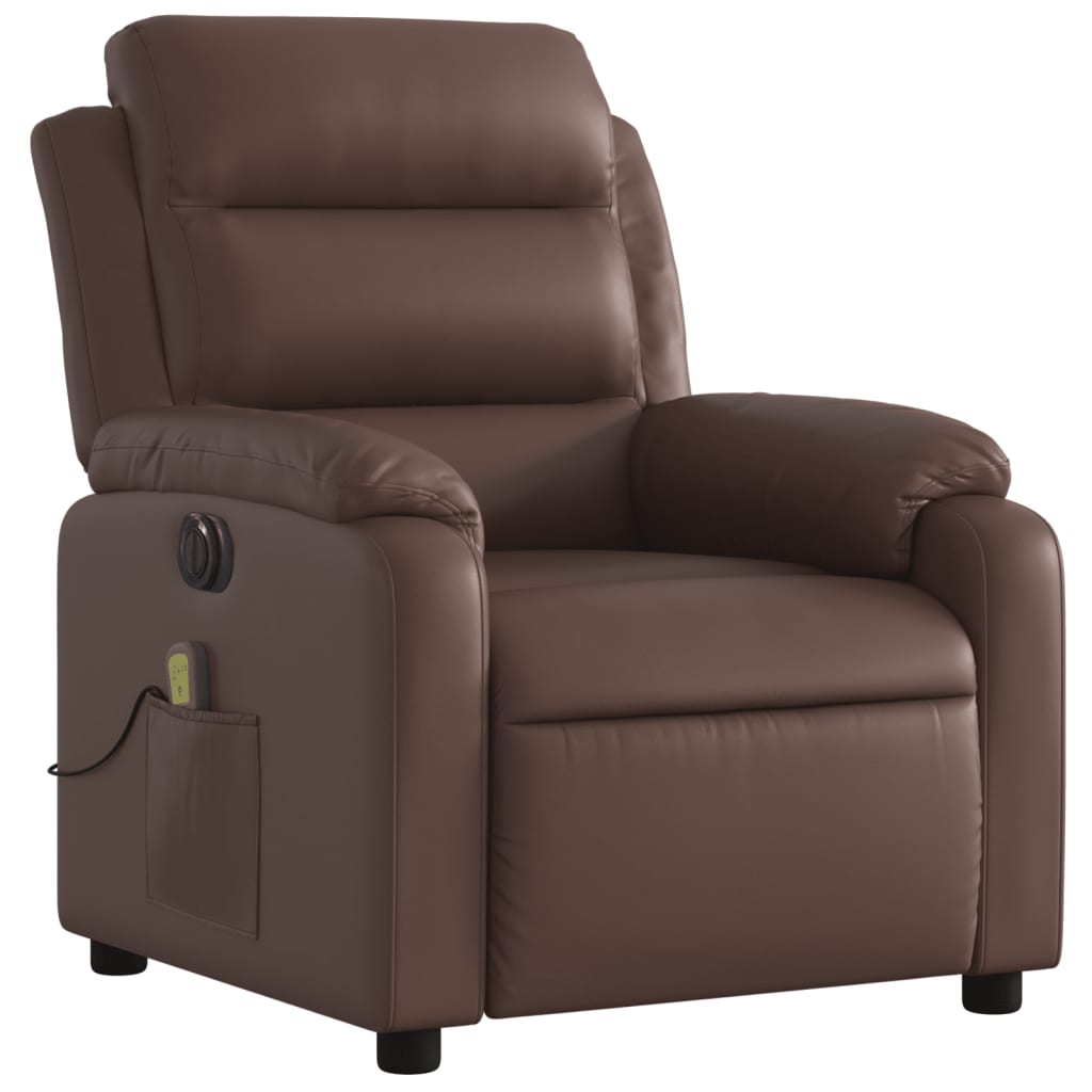 Fauteuil de massage inclinable électrique marron similicuir Fauteuils vidaXL