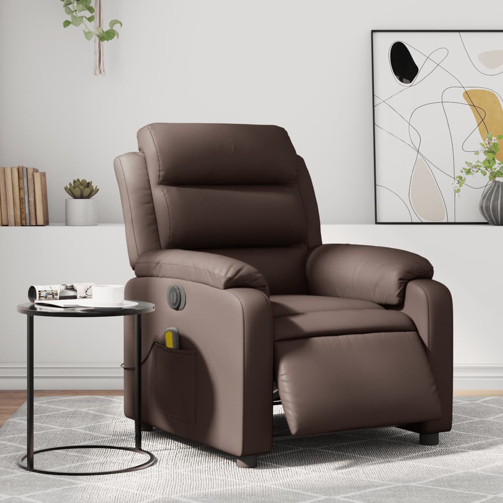 Fauteuil de massage inclinable électrique marron similicuir Fauteuils vidaXL