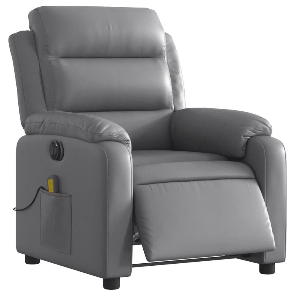 Fauteuil de massage inclinable électrique gris similicuir Fauteuils vidaXL   