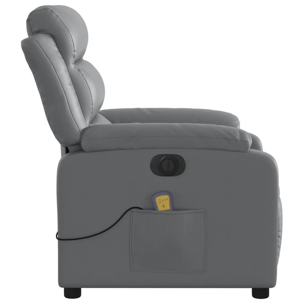 Fauteuil de massage inclinable électrique gris similicuir Fauteuils vidaXL   