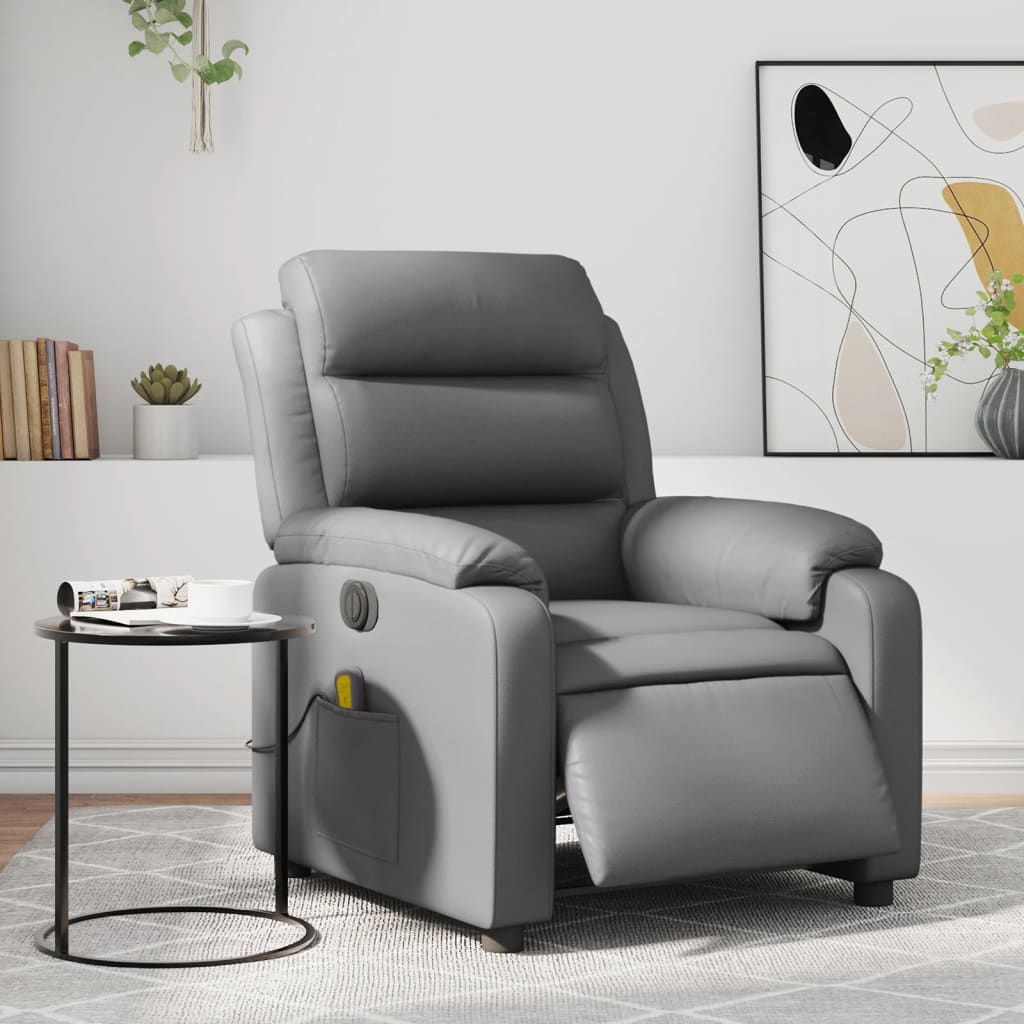 Fauteuil de massage inclinable électrique gris similicuir Fauteuils vidaXL   