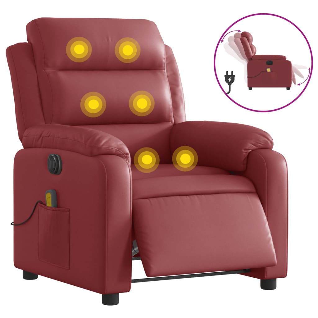 Fauteuil de massage inclinable électrique rouge bordeaux - Xios Store SNC