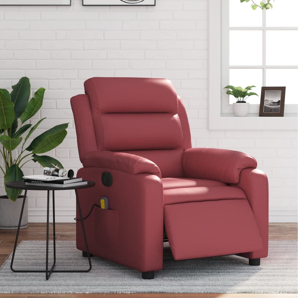 Fauteuil de massage inclinable électrique rouge bordeaux - Xios Store SNC