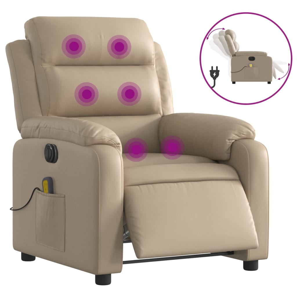 Fauteuil de massage inclinable électrique cappuccino similicuir - Xios Store SNC