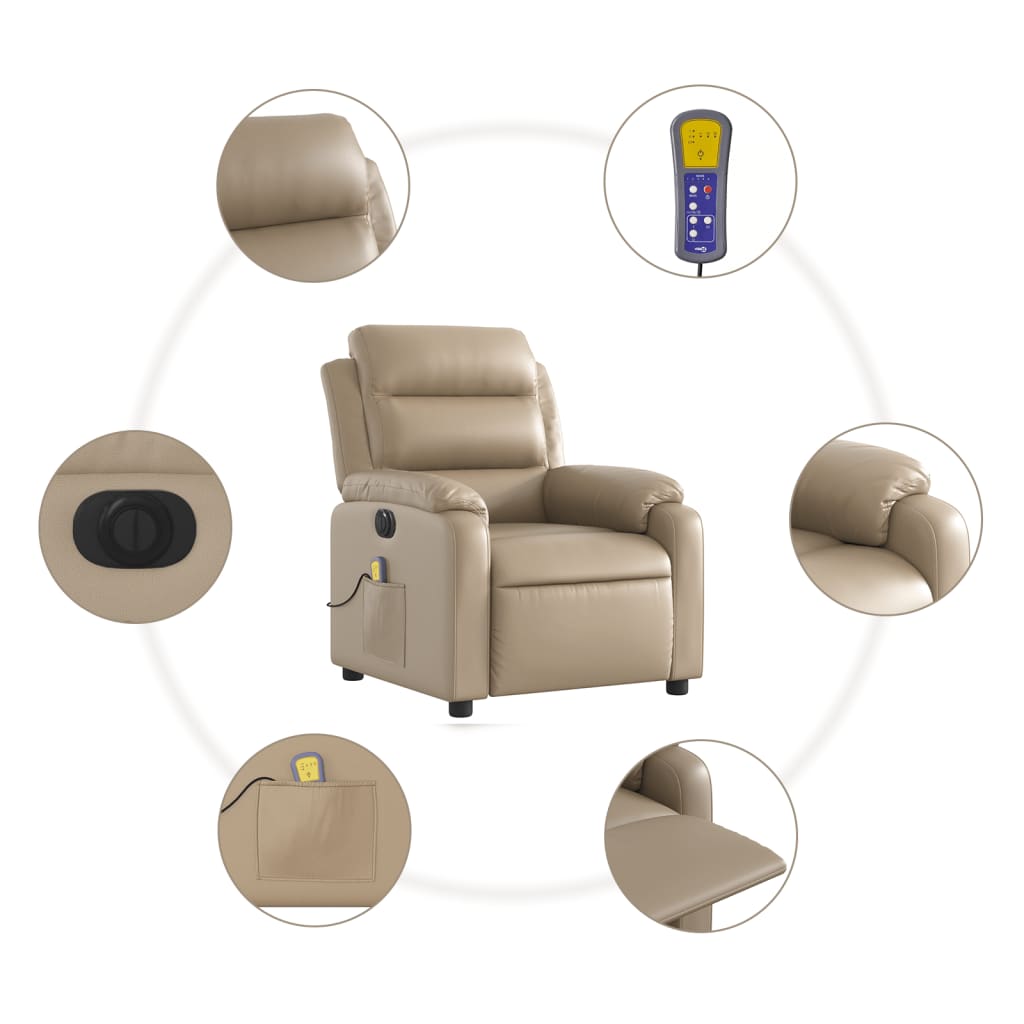 Fauteuil de massage inclinable électrique cappuccino similicuir - Xios Store SNC