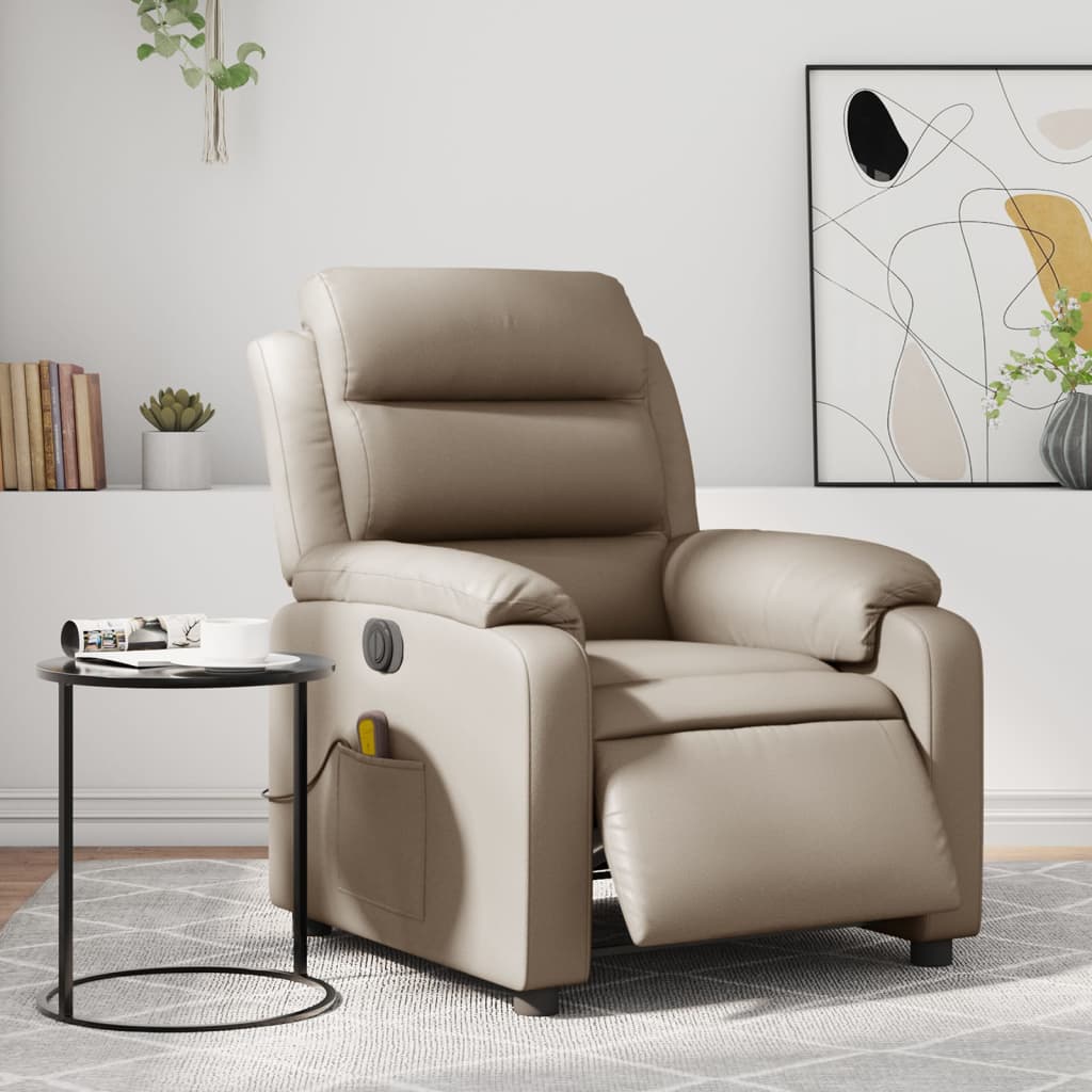 Fauteuil de massage inclinable électrique cappuccino similicuir - Xios Store SNC