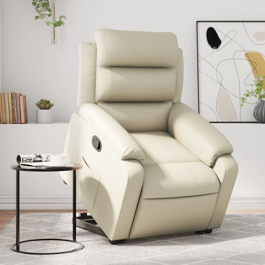 Fauteuil inclinable Crème Similicuir Fauteuils vidaXL   