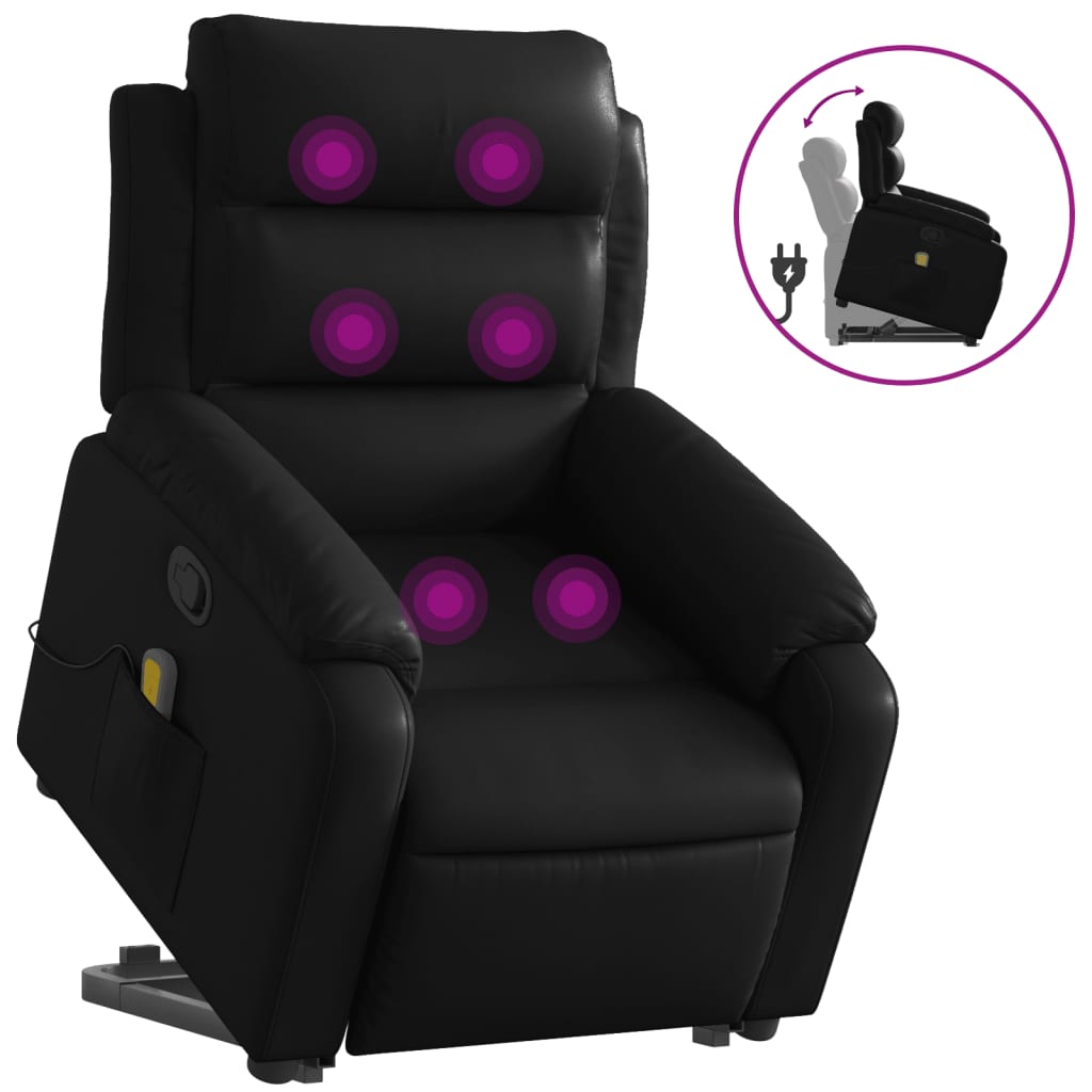 Fauteuil inclinable de massage Noir Similicuir Fauteuils vidaXL   