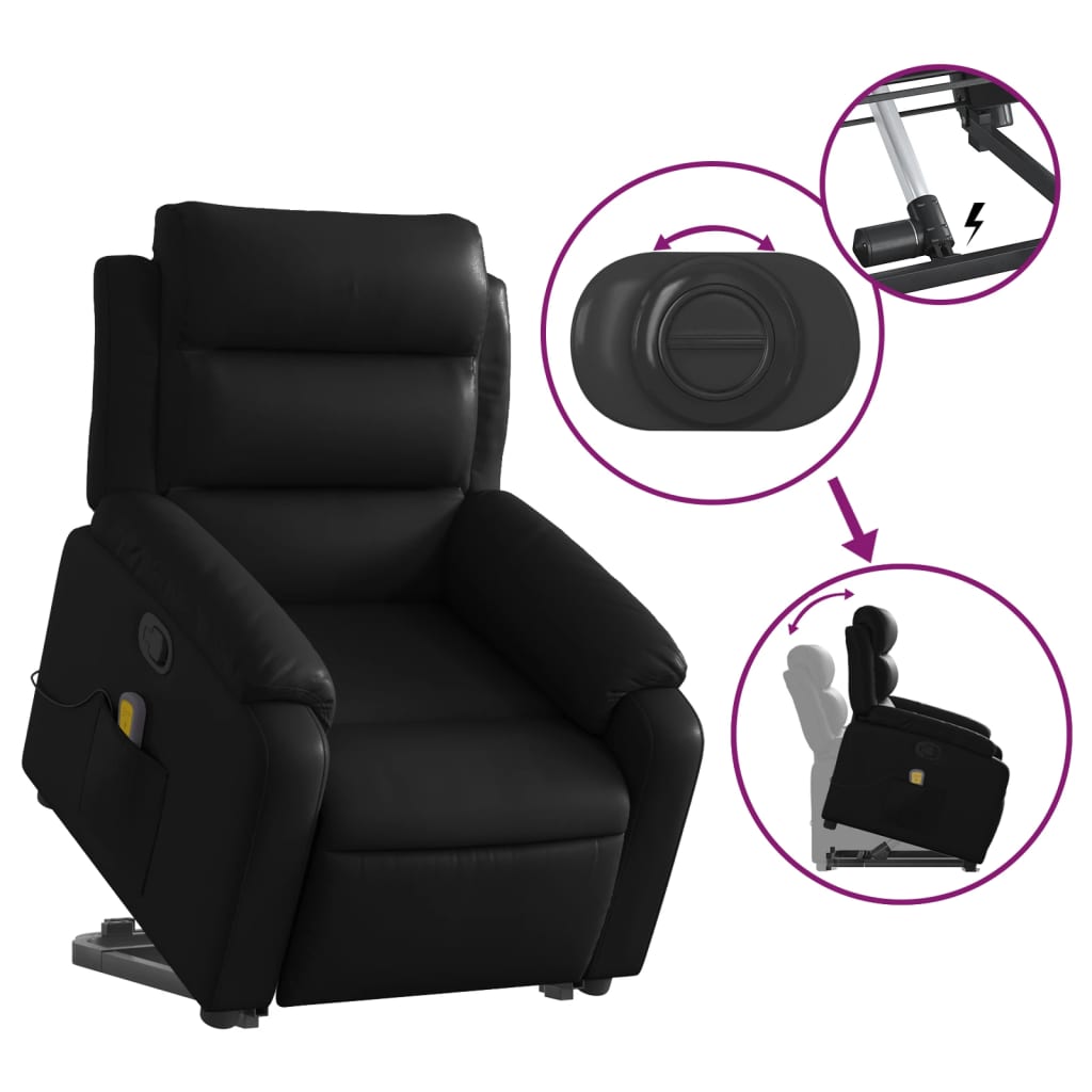 Fauteuil inclinable de massage Noir Similicuir Fauteuils vidaXL   