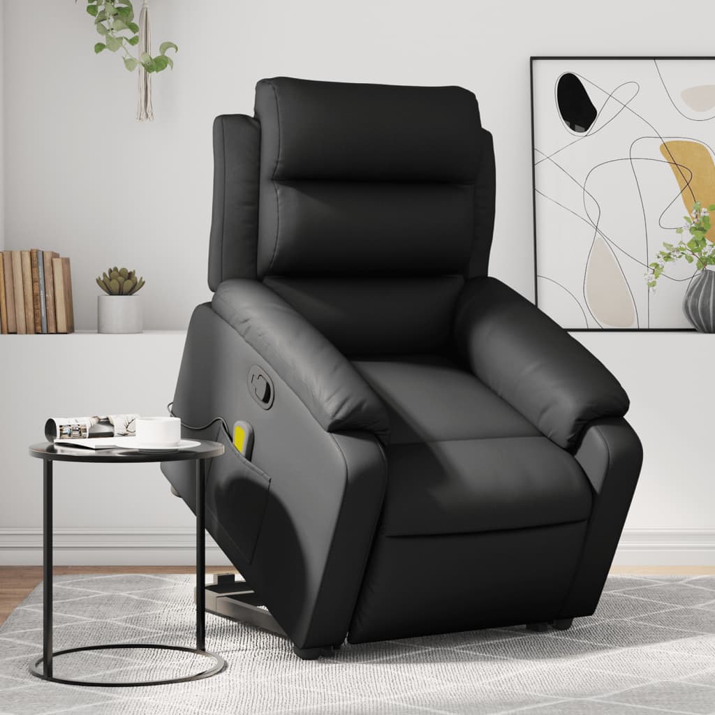 Fauteuil inclinable de massage Noir Similicuir Fauteuils vidaXL   