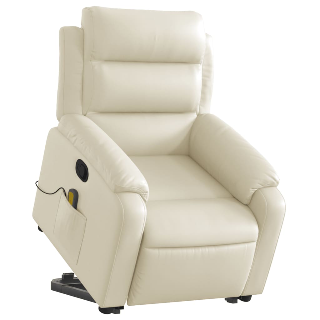 Fauteuil inclinable de massage Crème Similicuir Fauteuils vidaXL   