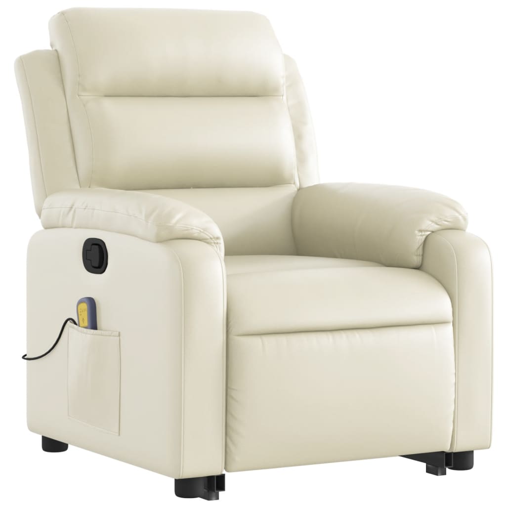 Fauteuil inclinable de massage Crème Similicuir Fauteuils vidaXL   