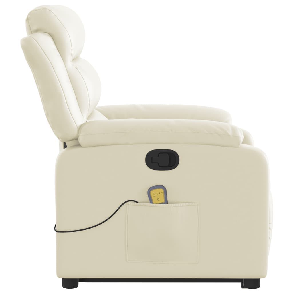 Fauteuil inclinable de massage Crème Similicuir Fauteuils vidaXL   